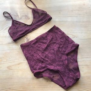 American Apparel maroon bralette and panty set